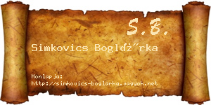 Simkovics Boglárka névjegykártya