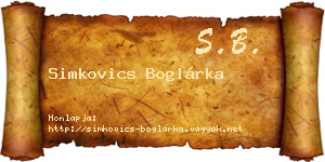 Simkovics Boglárka névjegykártya